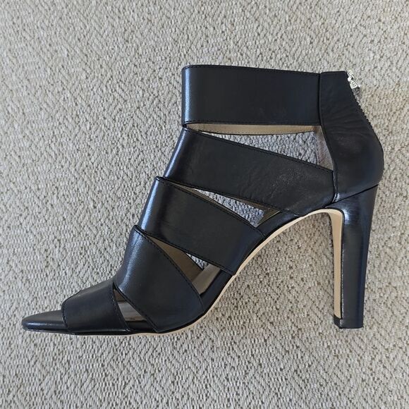 Michael Kors Black Leather Gisele Open Toe Caged Heels - Size 7 - Picture 11 of 16